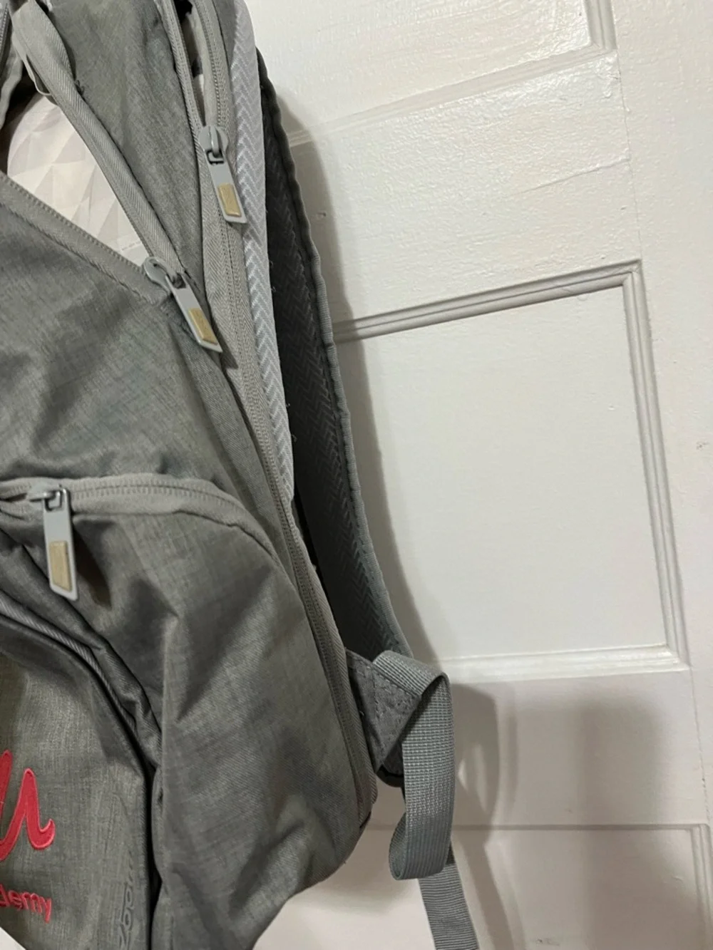Udmey Gray Backpack with Pink Logo - Men's Everyday Backpack